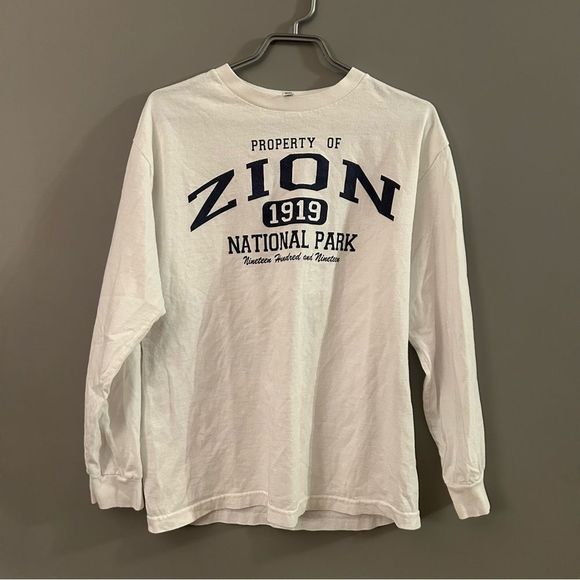 90s streetwear/gorpcore Oversized White Zion Long sleeves y2k Pullover - Picture 5 of 7